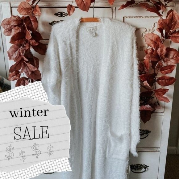 ruby moon Sweaters - NWT Ruby Moon Fuzzy Eyelash Long Duster Cardigan